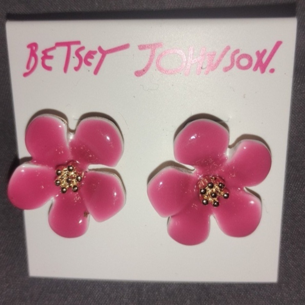 BETSEY JOHNSON Cactus Flower Stud Earrings Southwestern Boho Festival NEW NWT